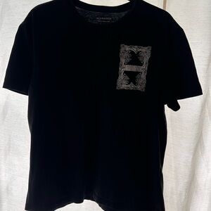 All Saints Black Short Sleeve Tee with Graphic